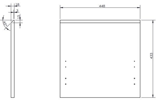 Mexen Orio, mobilier baie 45 cm cu lavoar Vela, 1 sertar, alb mat, 91A10-04547-1-BF01-W23M01