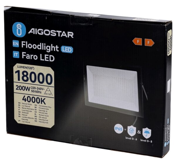 Aigostar - Proiector LED LED/200W/230V 4000K IP65 negru