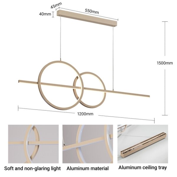 BRILAGI - Lustru LED reglabil pe cablu SIGNATURE LED/53W/230V 120 cm bej + telecomandă