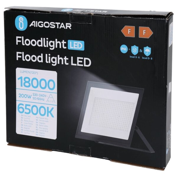 Aigostar - Proiector LED/200W/230V 6500K IP65 negru