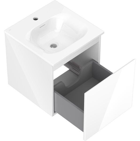 Mexen Orio, mobilier baie 45 cm cu lavoar Vela, 1 sertar, alb lucios, 91A10-04547-1-BF00-W23M00