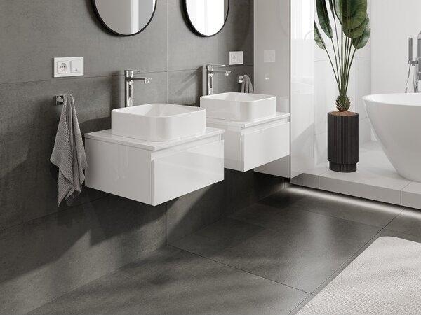 Mexen Orio, mobilier de baie 50 cm cu blat, 1 sertar, alb lucios, 91A10-05023-1-BFC00