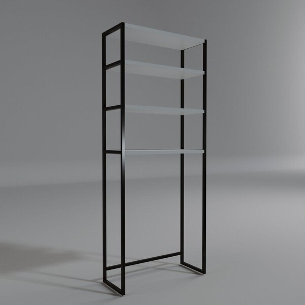 Dulap De Baie Salzgitter cu 4 Rafturi si cadru Metal, Alb, 54x150x18 cm