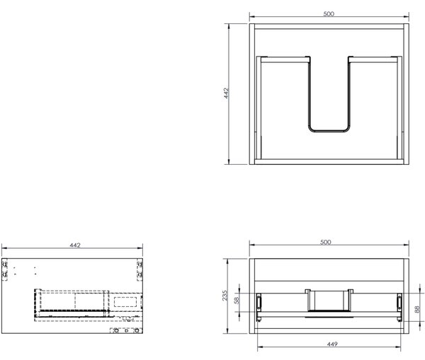 Mexen Orio, mobilier baie 50 cm cu lavoar Vela, 1 sertar, grafit mat/alb mat, 91A10-05023-1-BF66-W23M01