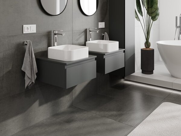 Mexen Orio, mobilier de baie 50 cm cu blat, 1 sertar, grafit mat, 91A10-05023-1-BFC66