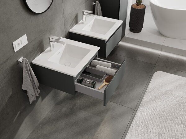 Mexen Orio, mobilier de baie 50 cm cu lavoar Otis, 1 sertar, grafit mat/alb mat, 91A10-05023-1-BF66-W18M01
