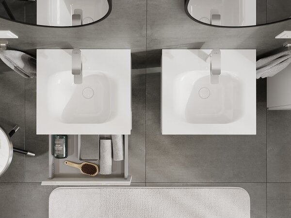 Mexen Orio, mobilier de baie 50 cm cu lavoar Vela, 1 sertar, alb lucios, 91A10-05023-1-BF00-W23M00