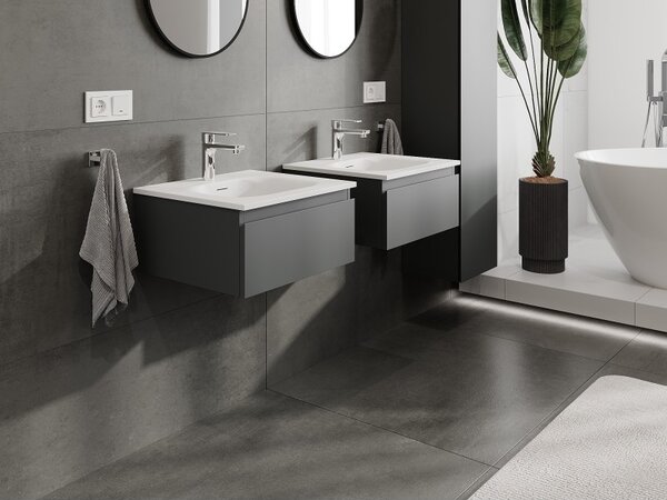 Mexen Orio, mobilier baie 50 cm cu lavoar Vela, 1 sertar, grafit mat/alb mat, 91A10-05023-1-BF66-W23M01