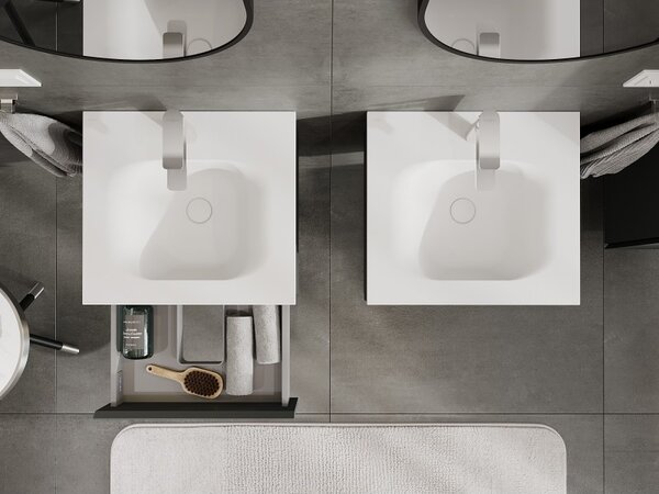 Mexen Orio, mobilier baie 50 cm cu lavoar Vela, 1 sertar, grafit mat/alb mat, 91A10-05023-1-BF66-W23M01