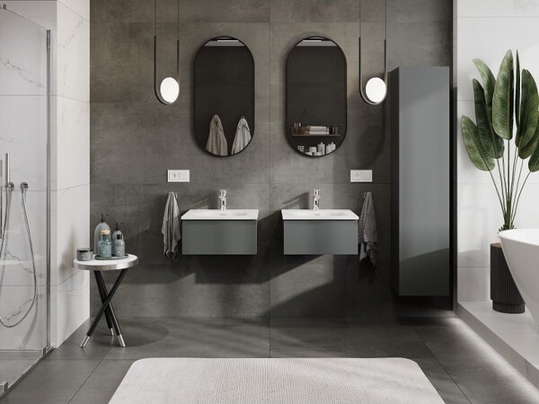 Mexen Orio, mobilier baie 50 cm cu lavoar Vela, 1 sertar, grafit mat/alb mat, 91A10-05023-1-BF66-W23M01