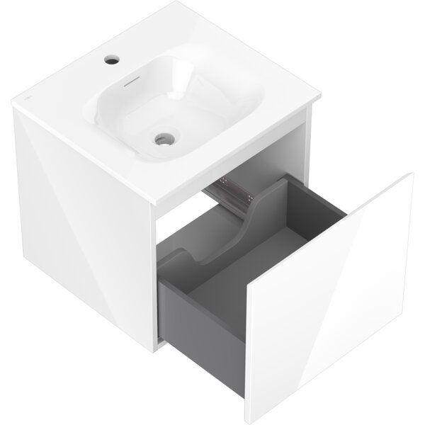 Mexen Orio, mobilier de baie 50 cm cu lavoar Vela, 1 sertar, alb lucios, 91A10-05047-1-BF00-W23M00