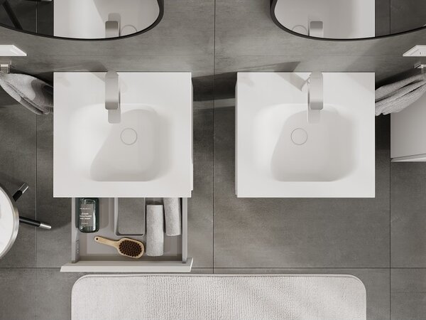 Mexen Orio, mobilier baie 50 cm cu lavoar Vela, 1 sertar, alb mat, 91A10-05023-1-BF01-W23M01