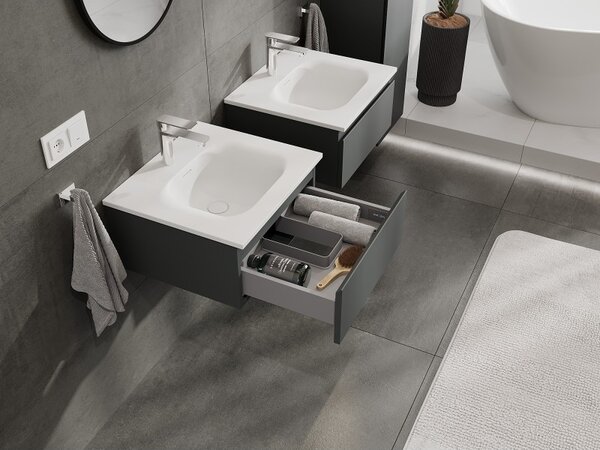 Mexen Orio, mobilier baie 50 cm cu lavoar Vela, 1 sertar, grafit mat/alb mat, 91A10-05023-1-BF66-W23M01