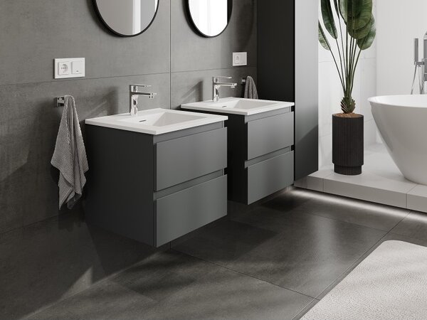 Mexen Orio, mobilier de baie 50 cm cu lavoar Otis, 2 sertare, grafit mat/alb mat, 91A10-05047-2-BFF66-W18M01