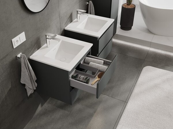 Mexen Orio, mobilier de baie 50 cm cu lavoar Otis, 2 sertare, grafit mat/alb mat, 91A10-05047-2-BFF66-W18M01