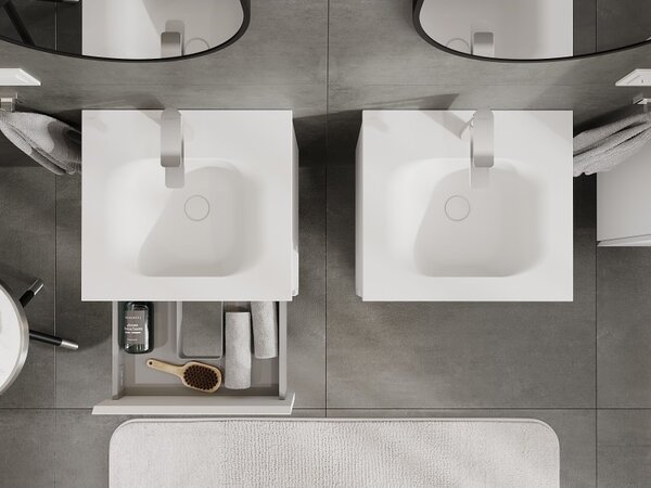 Mexen Orio, mobilier baie 50 cm cu lavoar Vela, 2 sertare, alb mat, 91A10-05047-2-BFF01-W23M01
