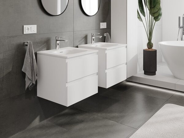 Mexen Orio, mobilier baie 50 cm cu lavoar Vela, 2 sertare, alb mat, 91A10-05047-2-BFF01-W23M01