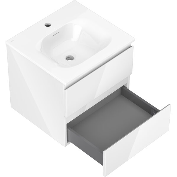 Mexen Orio, mobilier baie 50 cm cu lavoar Vela, 2 sertare, alb lucios, 91A10-05047-2-BFF00-W23M00