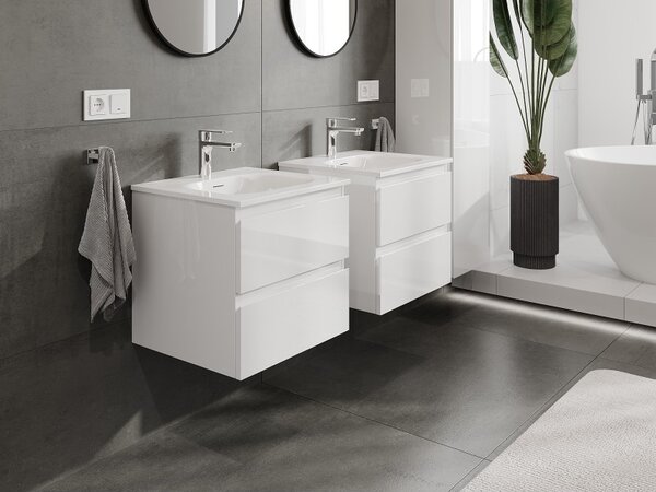 Mexen Orio, mobilier baie 50 cm cu lavoar Vela, 2 sertare, alb lucios, 91A10-05047-2-BFF00-W23M00