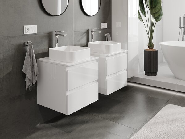 Mexen Orio, mobilier baie 50 cm, 2 sertare, alb lucios, 91A10-05047-2-BFF00