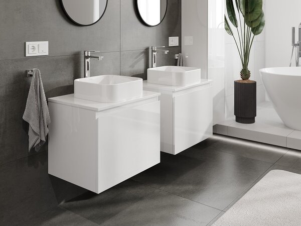 Mexen Orio, mobilier de baie 60 cm cu blat, 1 sertar, alb lucios, 91A10-06047-1-BFC00