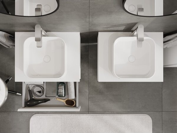 Mexen Orio, mobilier de baie 60 cm cu blat, 1 sertar, alb mat, 91A10-06023-1-BFC01