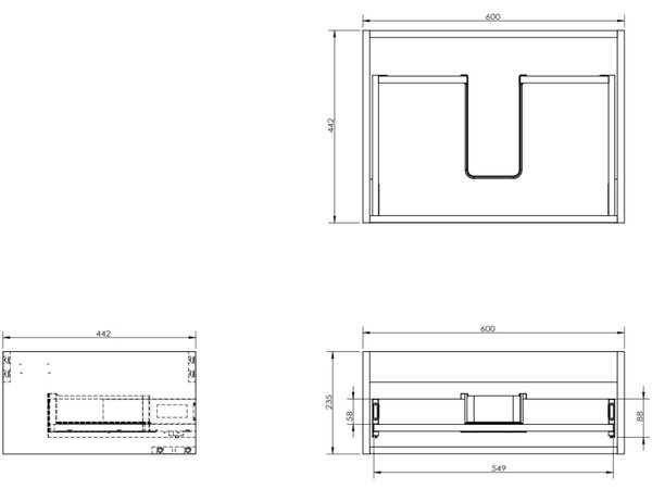 Mexen Orio, mobilier de baie 60 cm cu lavoar Otis, 1 sertar, alb lucios, 91A10-06023-1-BF00-W18M00