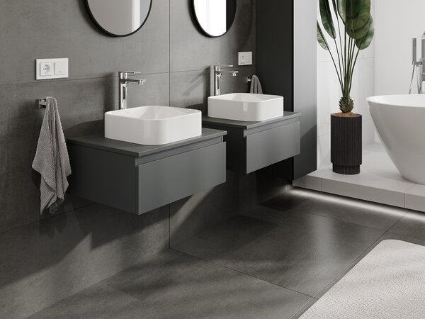 Mexen Orio, mobilier de baie 60 cm cu blat, 1 sertar, grafit mat, 91A10-06023-1-BFC66