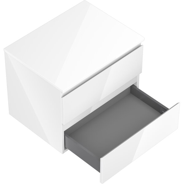 Mexen Orio, mobilier de baie 60 cm cu blat, 2 sertare, alb lucios, 91A10-06047-2-BFFC00
