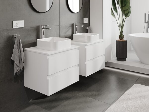 Mexen Orio, mobilier de baie 60 cm cu blat, 2 sertare, alb mat, 91A10-06047-2-BFFC01