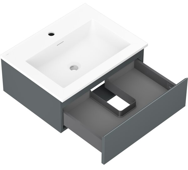 Mexen Orio, mobilier de baie 60 cm cu lavoar Otis, 1 sertar, grafit mat/alb mat, 91A10-06023-1-BF66-W18M01