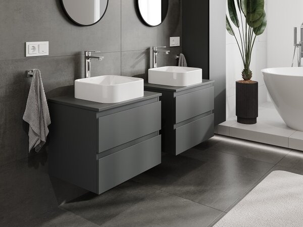 Mexen Orio, mobilier de baie 60 cm cu blat, 2 sertare, grafit mat, 91A10-06047-2-BFFC66