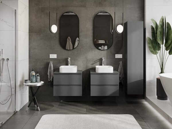 Mexen Orio, mobilier de baie 60 cm cu blat, 2 sertare, grafit mat, 91A10-06047-2-BFFC66