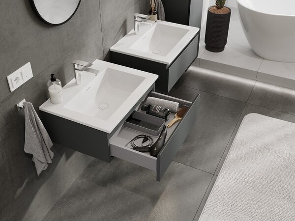 Mexen Orio, mobilier de baie 60 cm cu lavoar Otis, 1 sertar, grafit mat/alb mat, 91A10-06023-1-BF66-W18M01