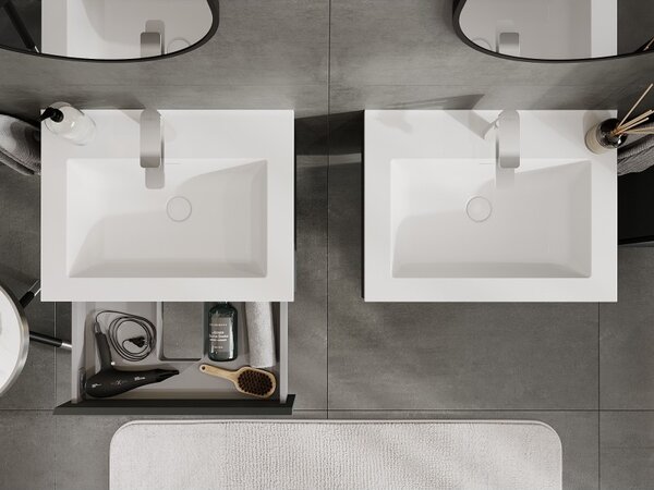 Mexen Orio, mobilier de baie 60 cm cu lavoar Otis, 1 sertar, grafit mat/alb mat, 91A10-06023-1-BF66-W18M01