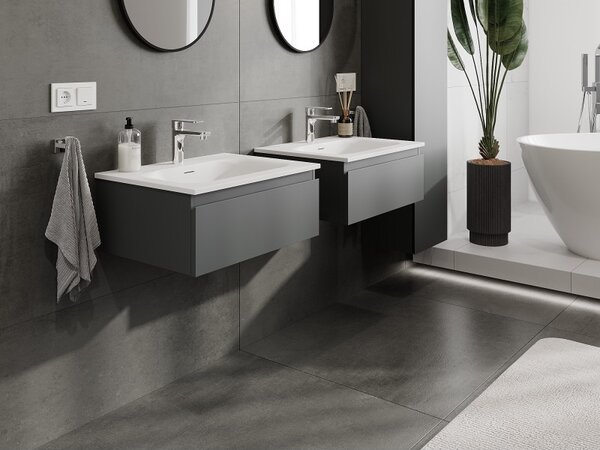 Mexen Orio, mobilier baie 60 cm cu lavoar Vela, 1 sertar, grafit mat/alb mat, 91A10-06023-1-BF66-W23M01