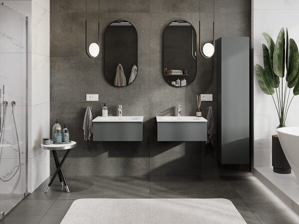Mexen Orio, mobilier baie 60 cm cu lavoar Vela, 1 sertar, grafit mat/alb mat, 91A10-06023-1-BF66-W23M01