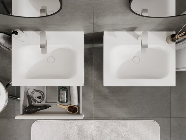 Mexen Orio, mobilier baie 60 cm cu lavoar Vela, 1 sertar, alb mat, 91A10-06023-1-BF01-W23M01