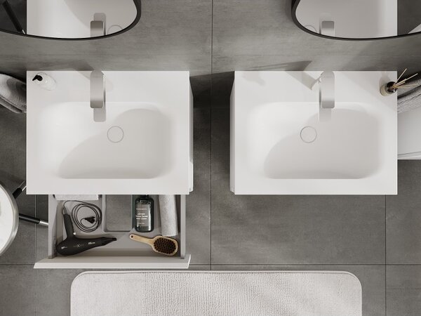 Mexen Orio, mobilier baie 60 cm cu lavoar Vela, 2 sertare, alb mat, 91A10-06047-2-BFF01-W23M01