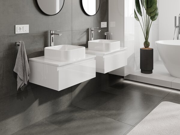 Mexen Orio, mobilier de baie 60 cm, 1 sertar, alb lucios, 91A10-06023-1-BF00