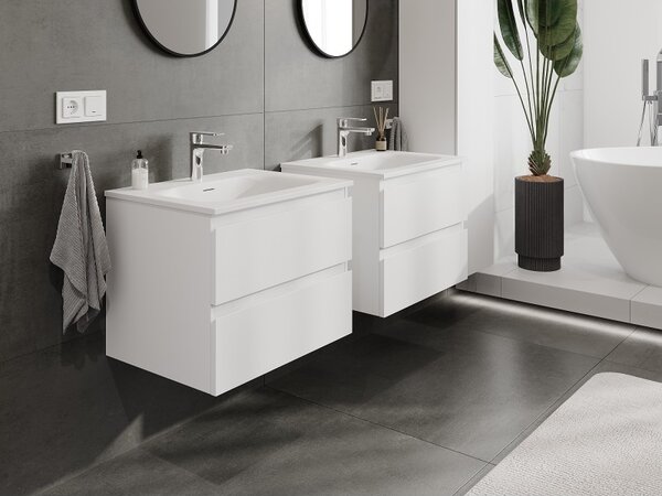 Mexen Orio, mobilier baie 60 cm cu lavoar Vela, 2 sertare, alb mat, 91A10-06047-2-BFF01-W23M01