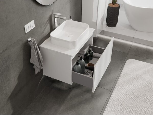 Mexen Orio, mobilier de baie 70 cm cu blat, 1 sertar, alb lucios, 91A10-07047-1-BFC00