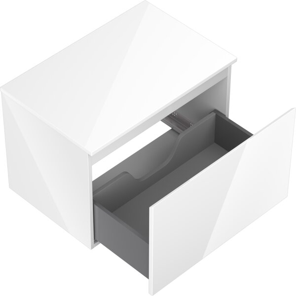 Mexen Orio, mobilier de baie 70 cm cu blat, 1 sertar, alb lucios, 91A10-07047-1-BFC00
