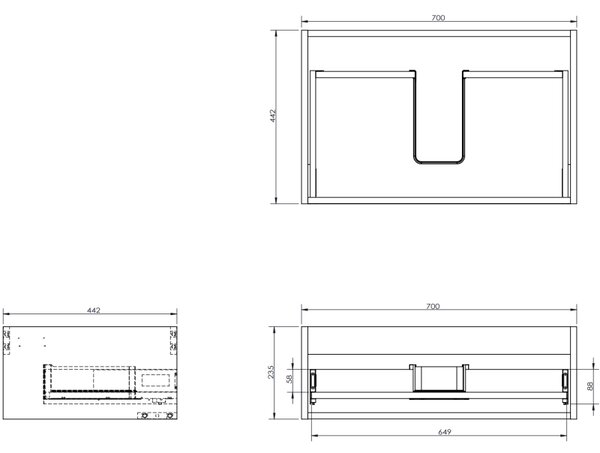 Mexen Orio, mobilier baie 70 cm, 1 sertar, grafit mat, 91A10-07023-1-BF66