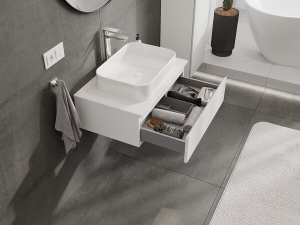 Mexen Orio, mobilier de baie 70 cm cu blat, 1 sertar, alb mat, 91A10-07023-1-BFC01