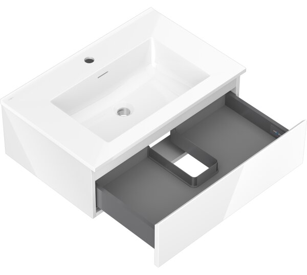 Mexen Orio, mobilier de baie 70 cm cu lavoar Otis, 1 sertar, alb lucios, 91A10-07023-1-BF00-W18M00