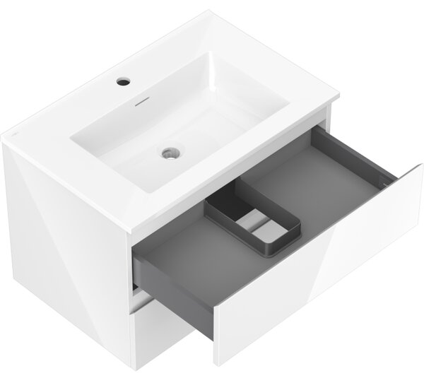 Mexen Orio, mobilier de baie 70 cm cu lavoar Otis, 2 sertare, alb lucios, 91A10-07047-2-BFF00-W18M00
