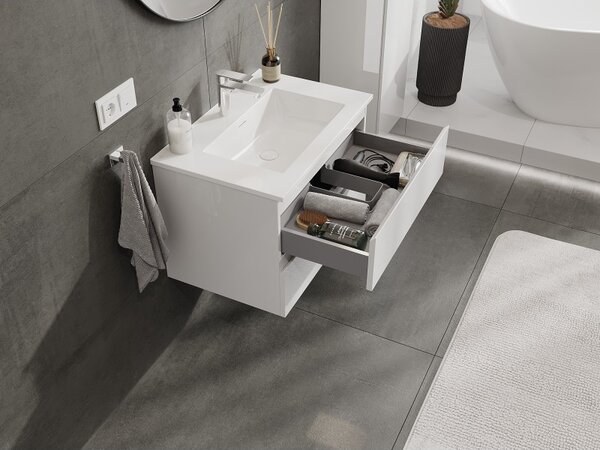 Mexen Orio, mobilier de baie 70 cm cu lavoar Otis, 2 sertare, alb lucios, 91A10-07047-2-BFF00-W18M00
