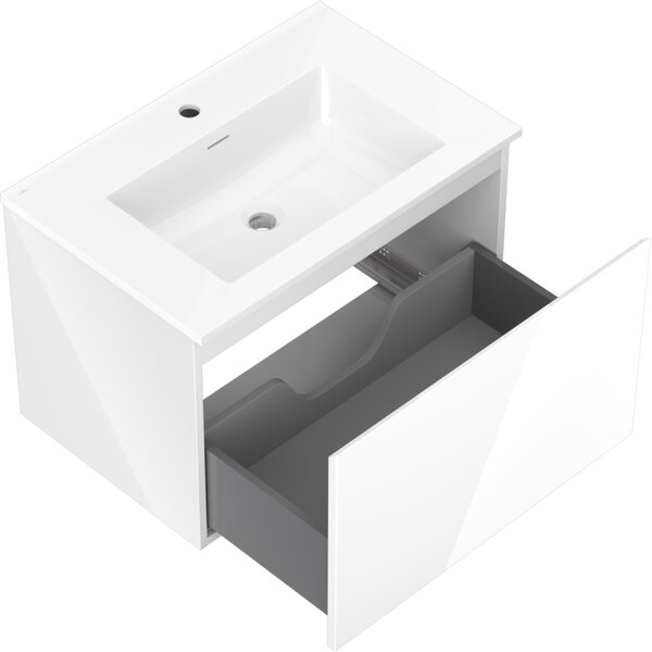 Mexen Orio, mobilier de baie 70 cm cu lavoar Otis, 1 sertar, alb lucios, 91A10-07047-1-BF00-W18M00