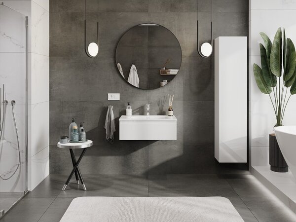 Mexen Orio, mobilier de baie 70 cm cu lavoar Vela, 1 sertar, alb lucios, 91A10-07023-1-BF00-W23M00